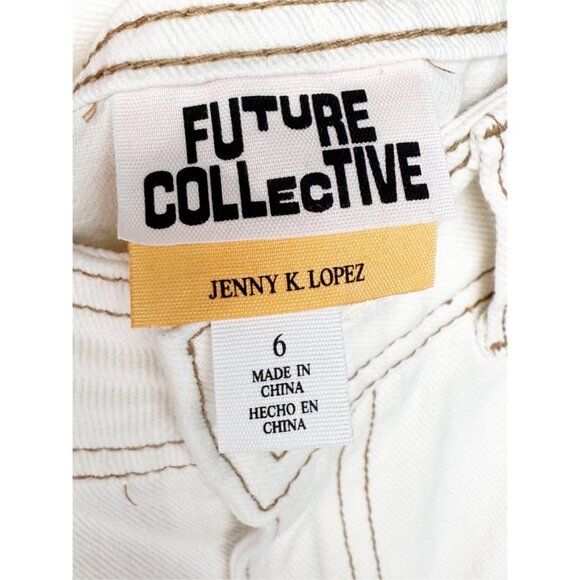 Future Collective With Jenny K. Lopez High-Rise Raw Edge Ecru Jeans 6 - Picture 5 of 7
